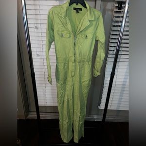 Lime Green Denim Jumpsuit